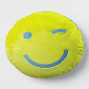 Smiley Chartreuse Throw Pillow Flutter Plush Room Essentials Round Velvet Multic
